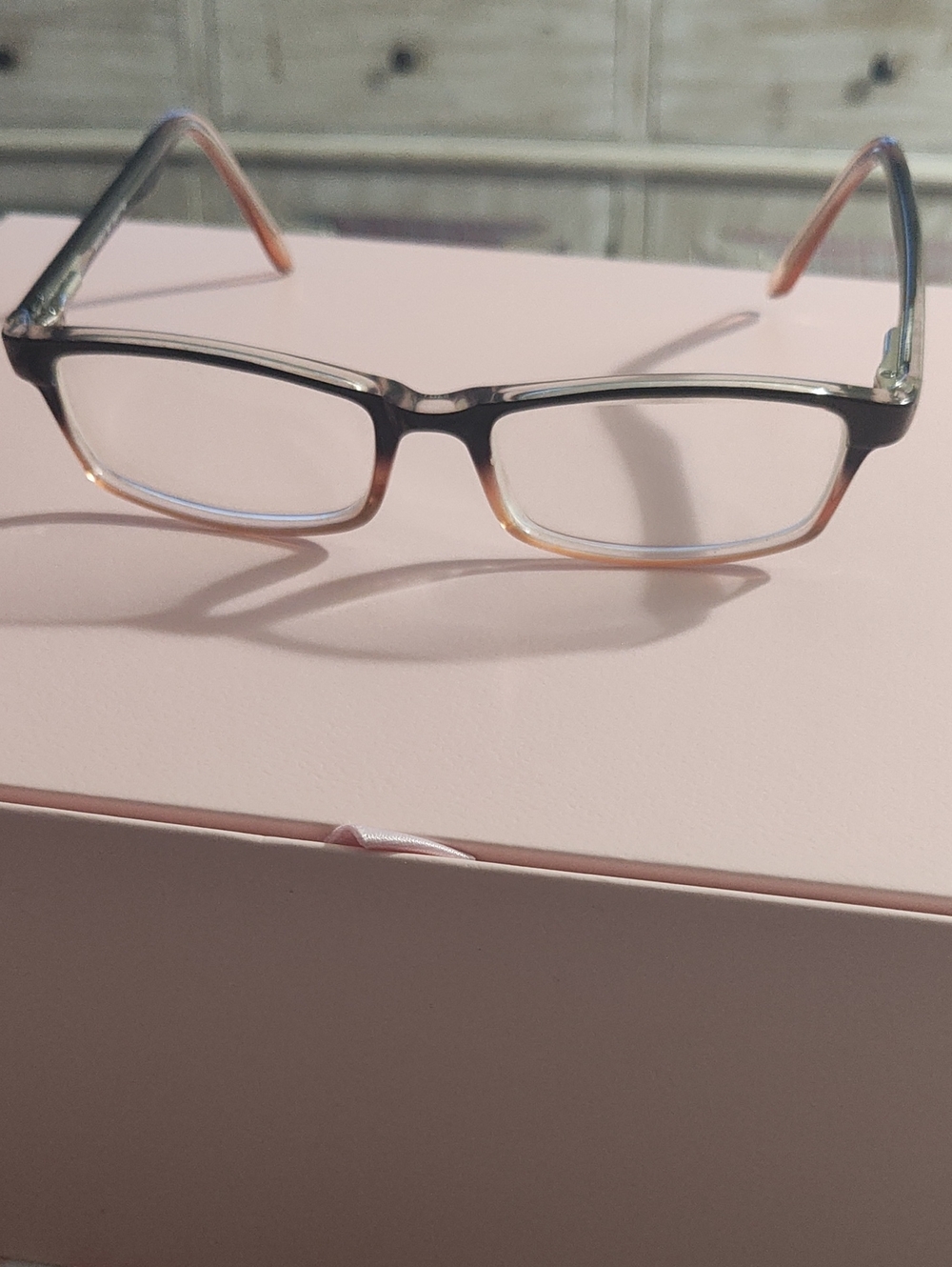 Women Rectangle Eyeglass Frames - Ambra Black To Brown . Very Small Rectangle
